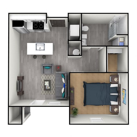 Floor plan for 1 bed, 1 bath, 825 sqft